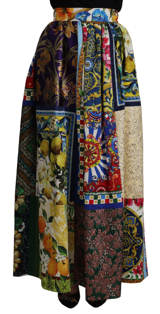 Multicolor Patchwork Sicily Long Maxi Skirt
