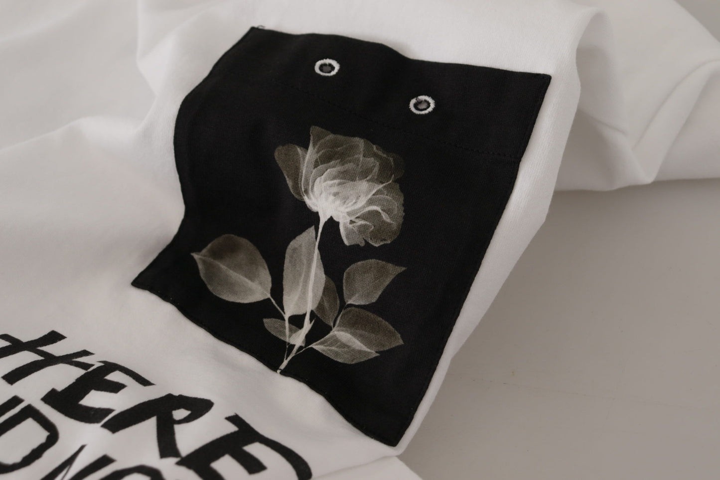 White Slogan Print Round Neck Cotton T-shirt