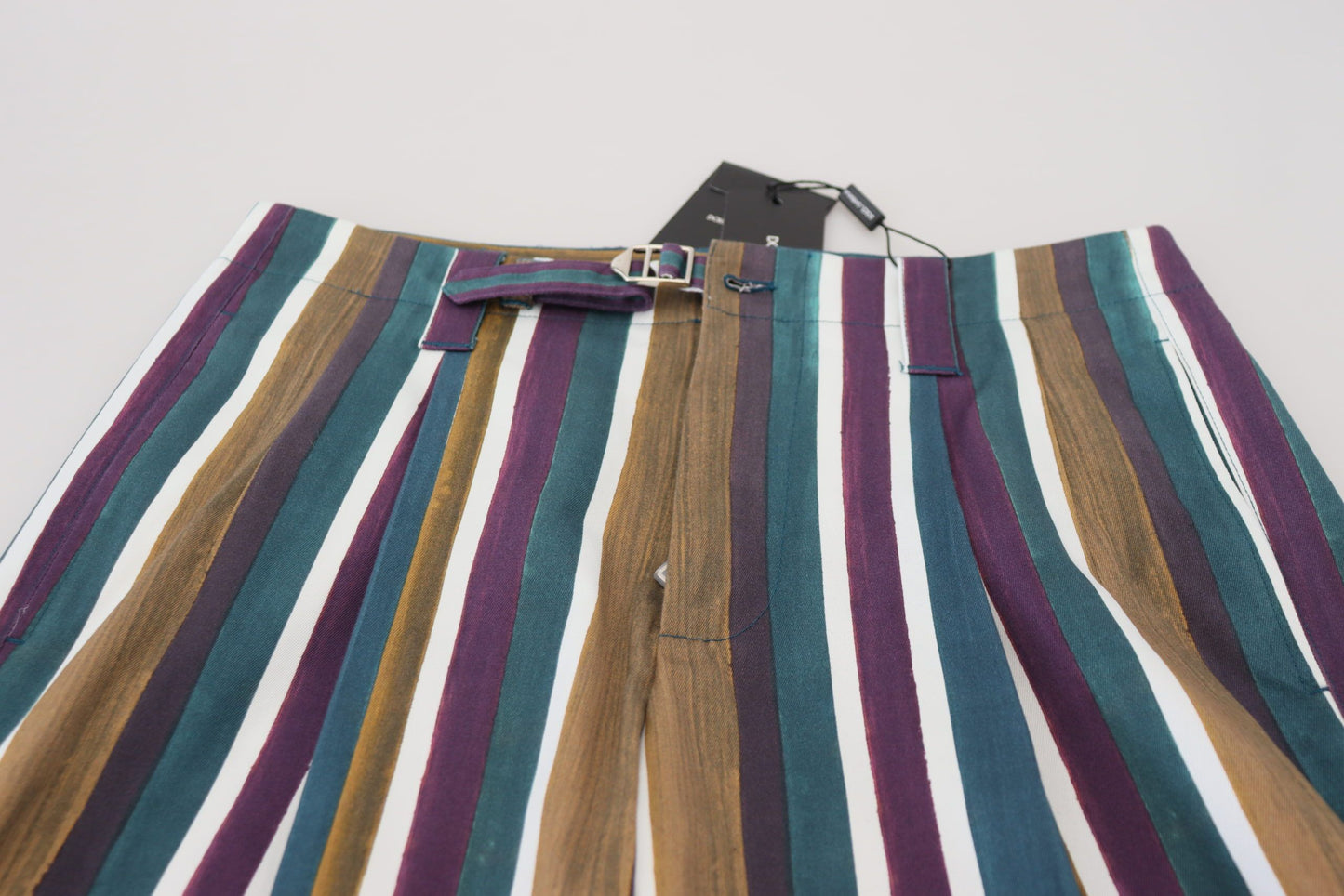 Multicolor Striped Stretch Cotton Shorts