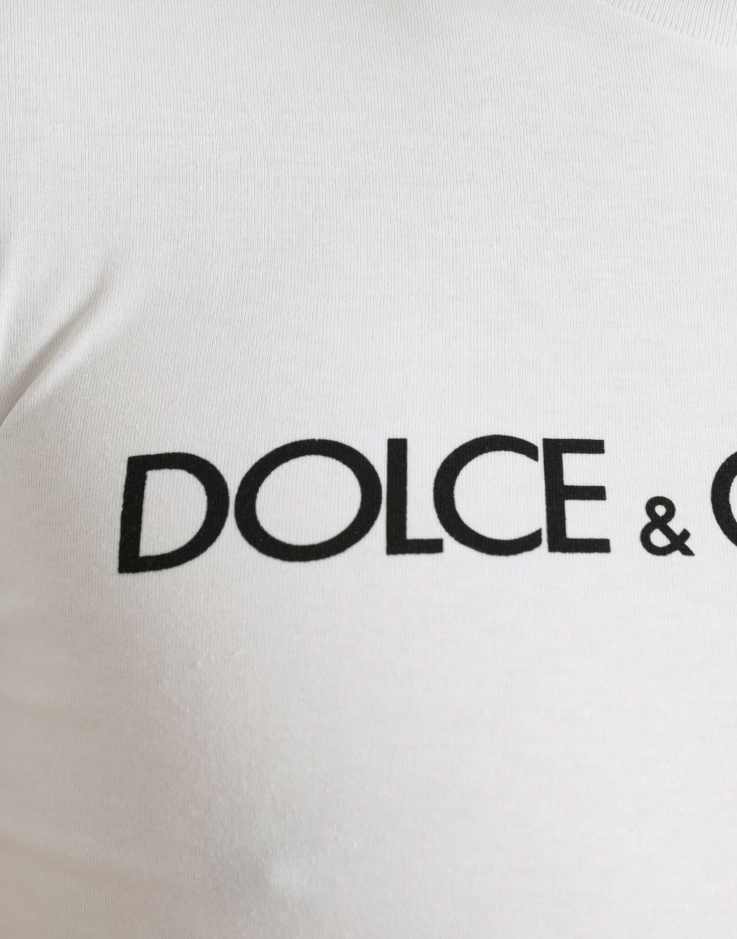 White Logo Print Cotton Crew Neck T-shirt
