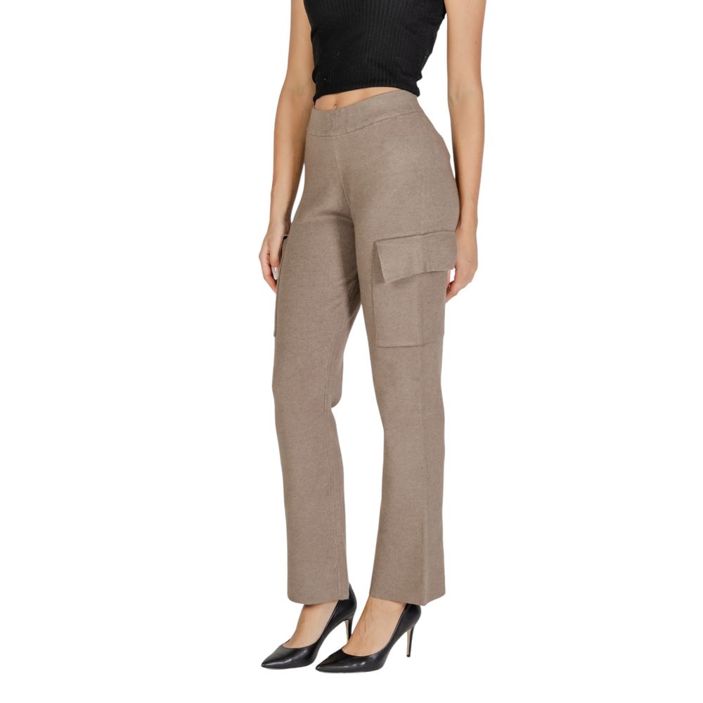 Beige Viscose Cargo Pants