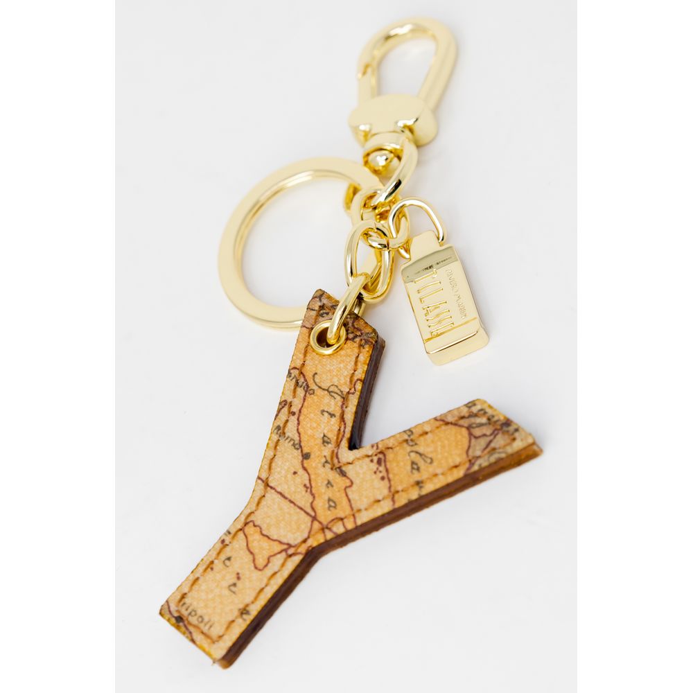 Beige Artificial Leather Keychain