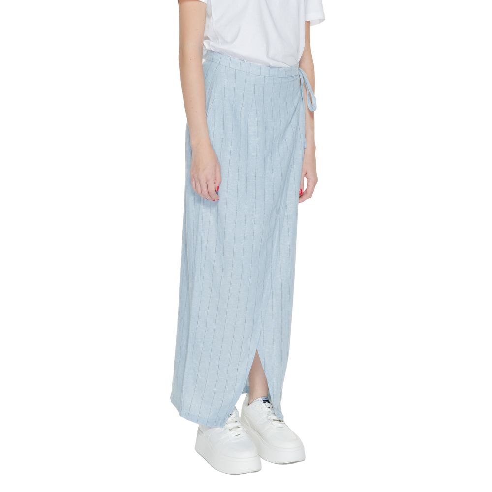 Light Blue Linen Long Skirt