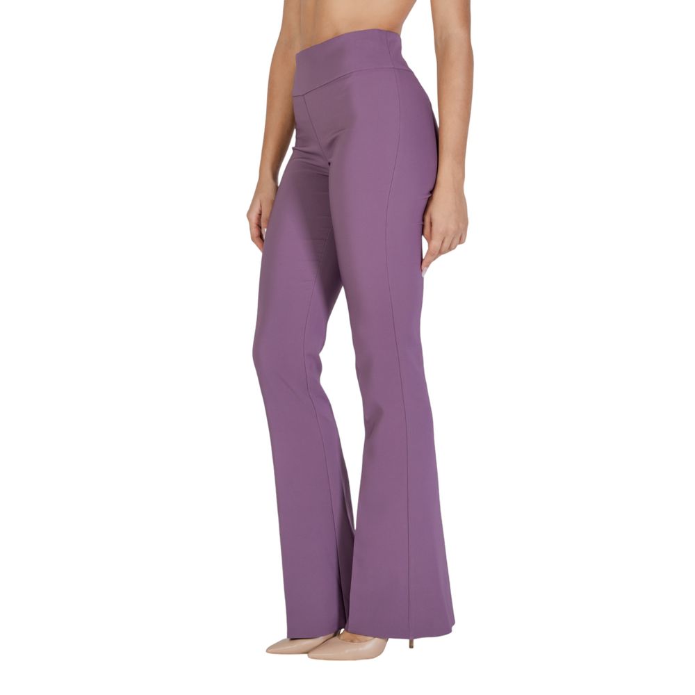 Purple Polyester Flared Pants