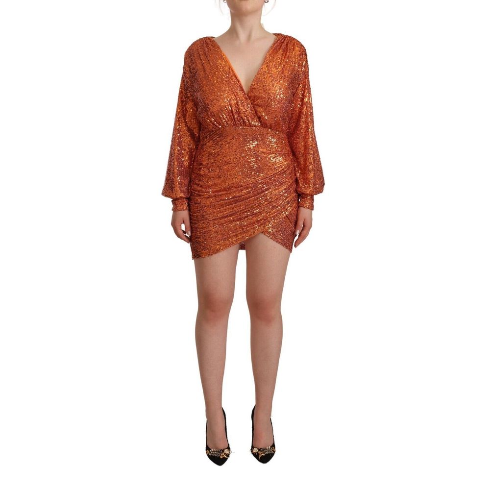 Orange Polyester Cocktail Dress