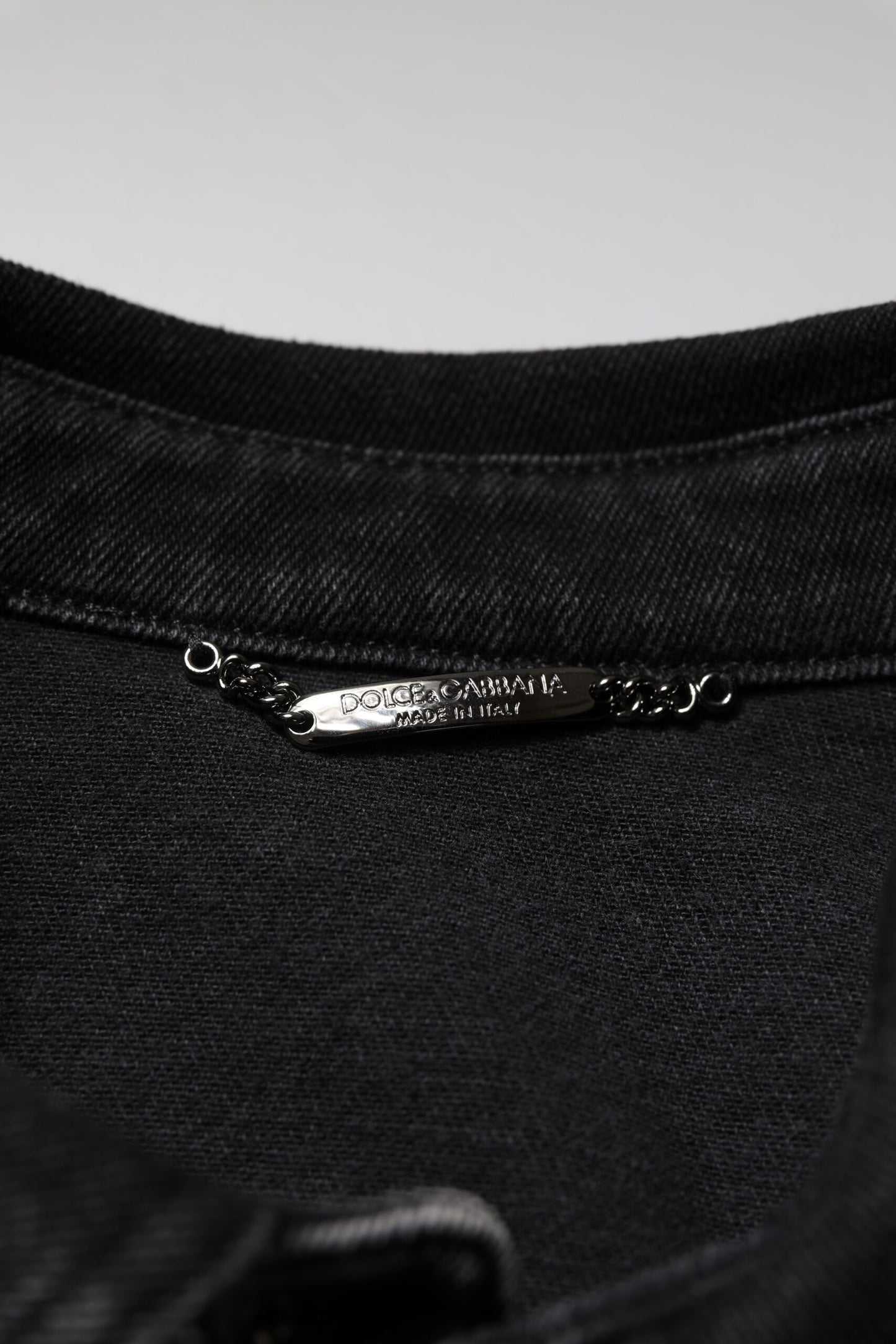 Black Logo Cotton Stretch Denim Jacket