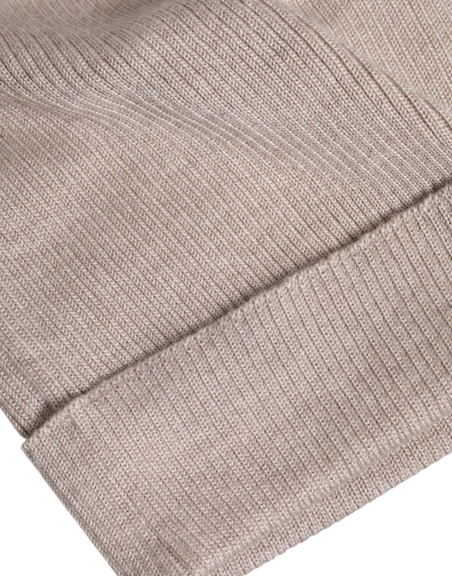 Beige Cashmere Knitted Winter Beanie Hat