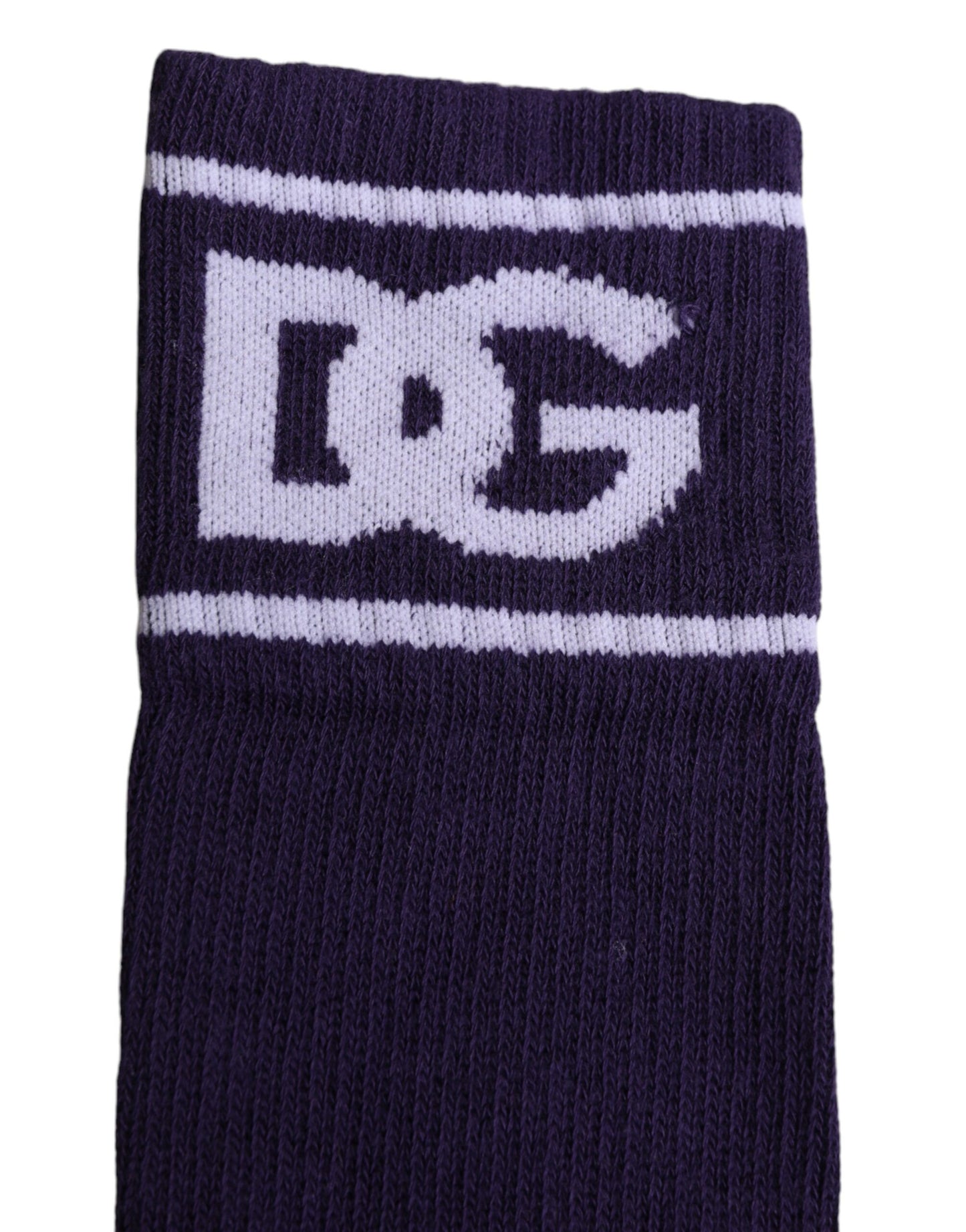 Purple Cotton DG Logo Print Open Toe Socks