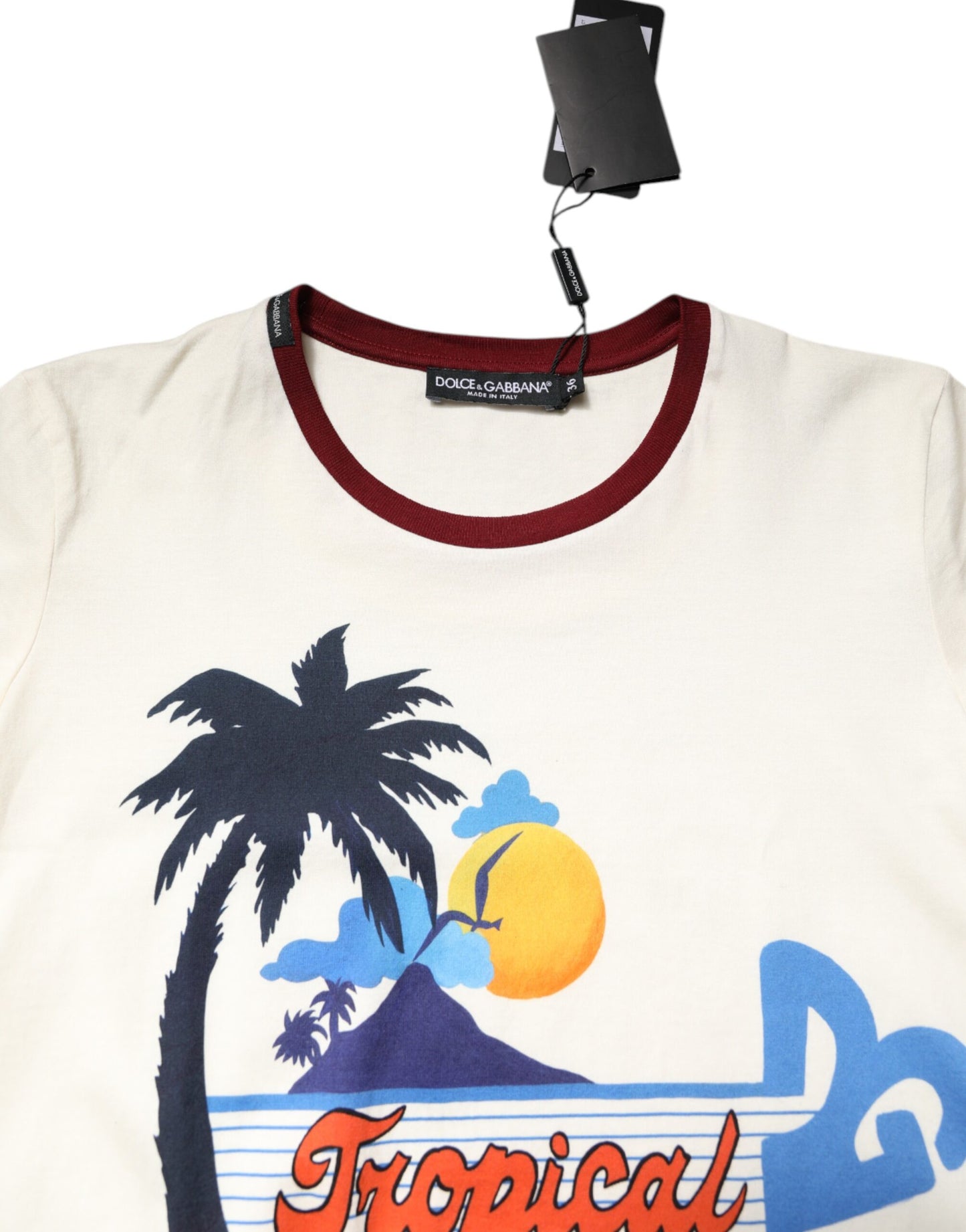 White Cotton Print Short Sleeves Top T-shirt