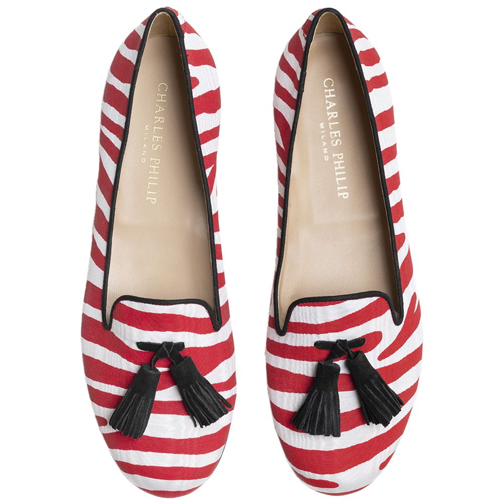 Red Cotton Flat Shoe