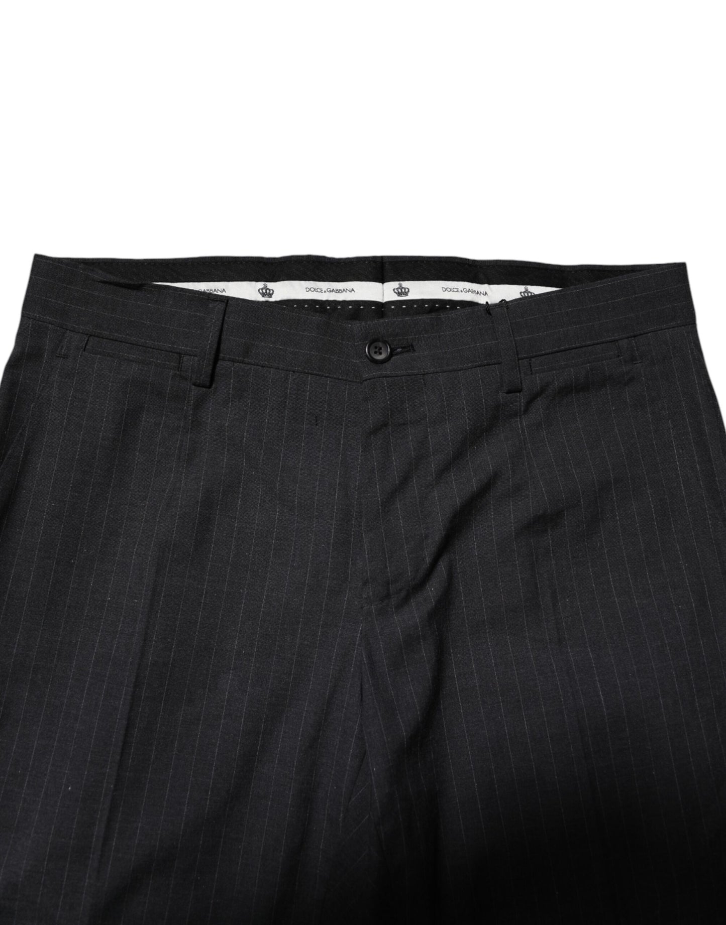 Gray Striped Cotton Formal Pants