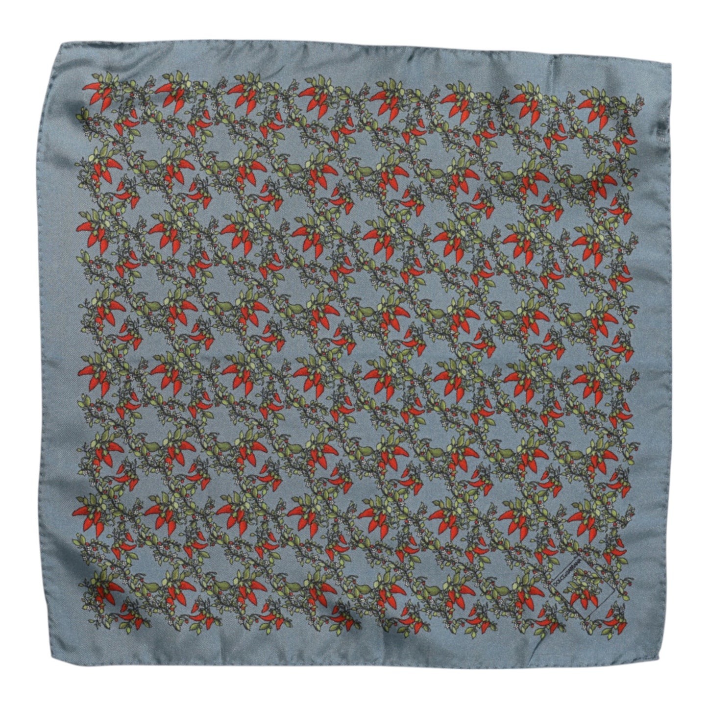 Gray Chilis Silk Square Men Foulard Scarf