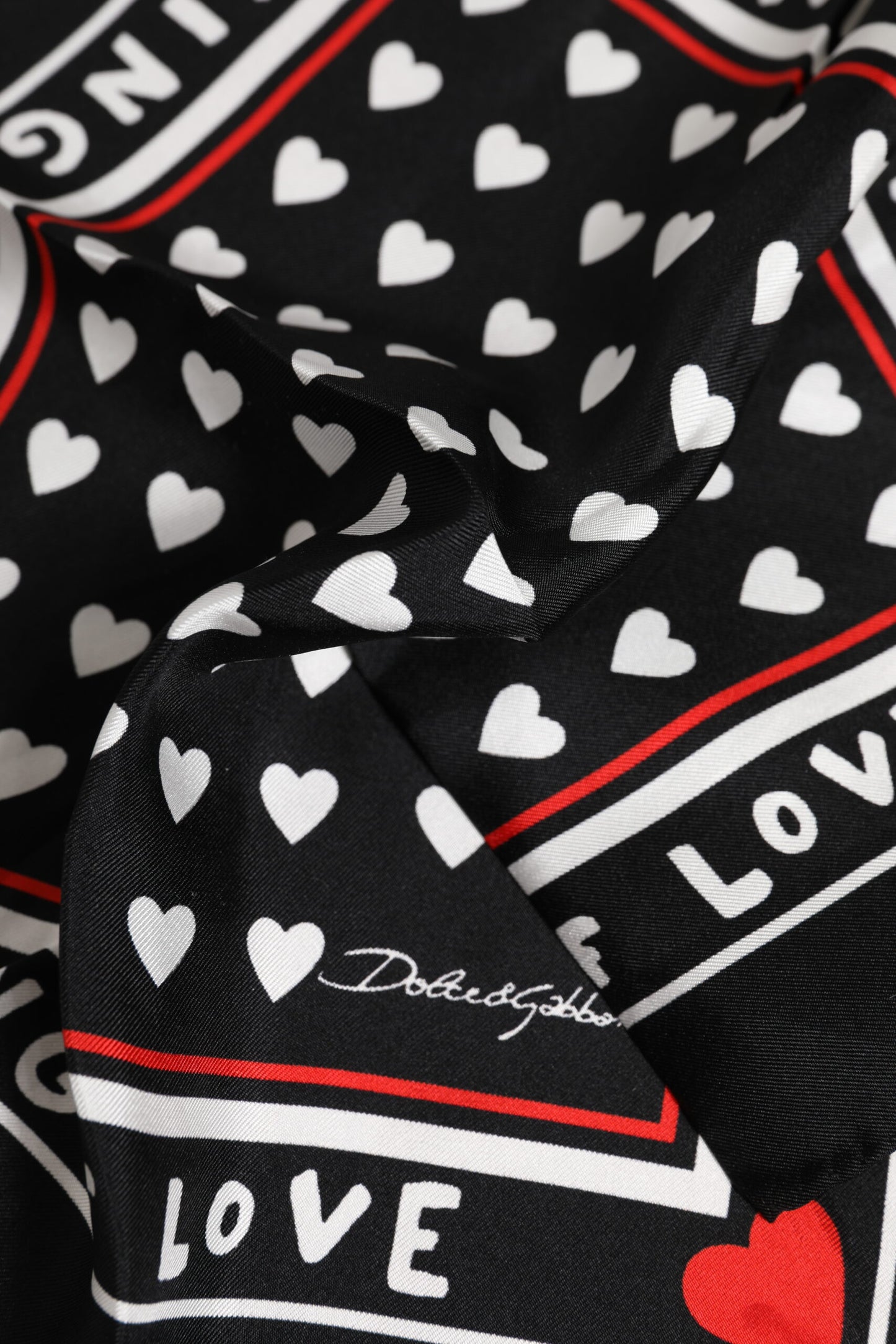 Black Printed Silk Square Men Foulard Scarf