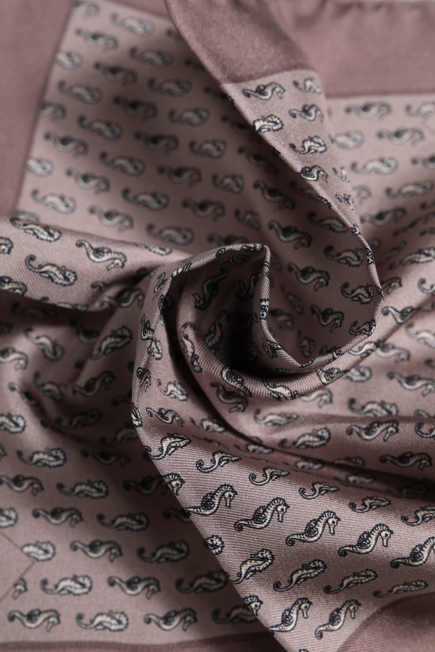 Brown Sea Horse Silk Square Foulard Scarf