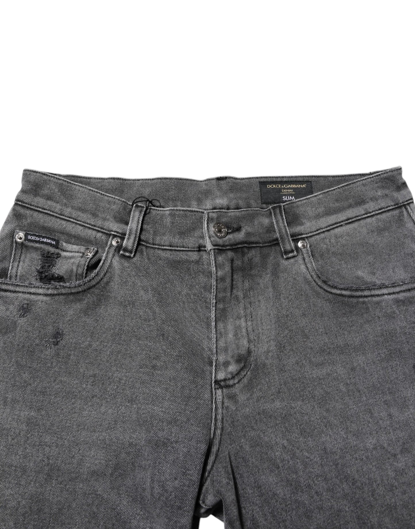 Gray Cotton Logo Plaque Denim Jeans