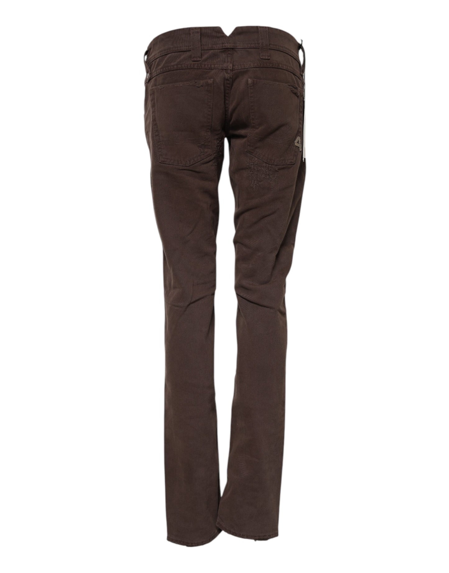 Brown Cotton Low Waist Skinny Casual Jeans