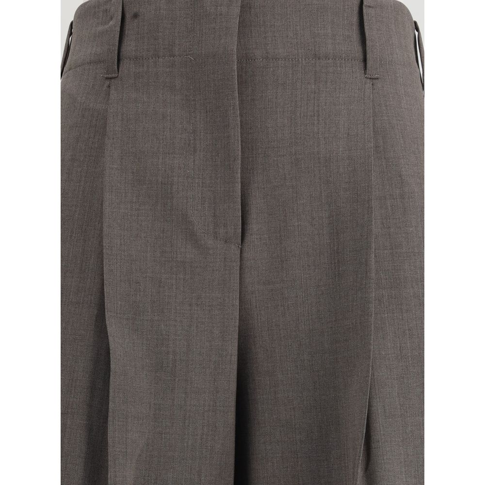 Gray Elastane Dress Pants