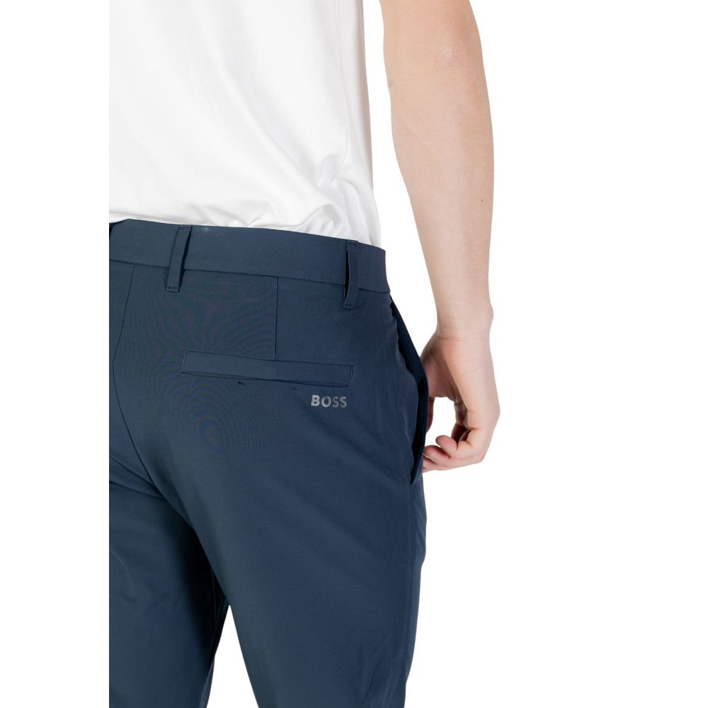 Blue Polyester Skinny Pants