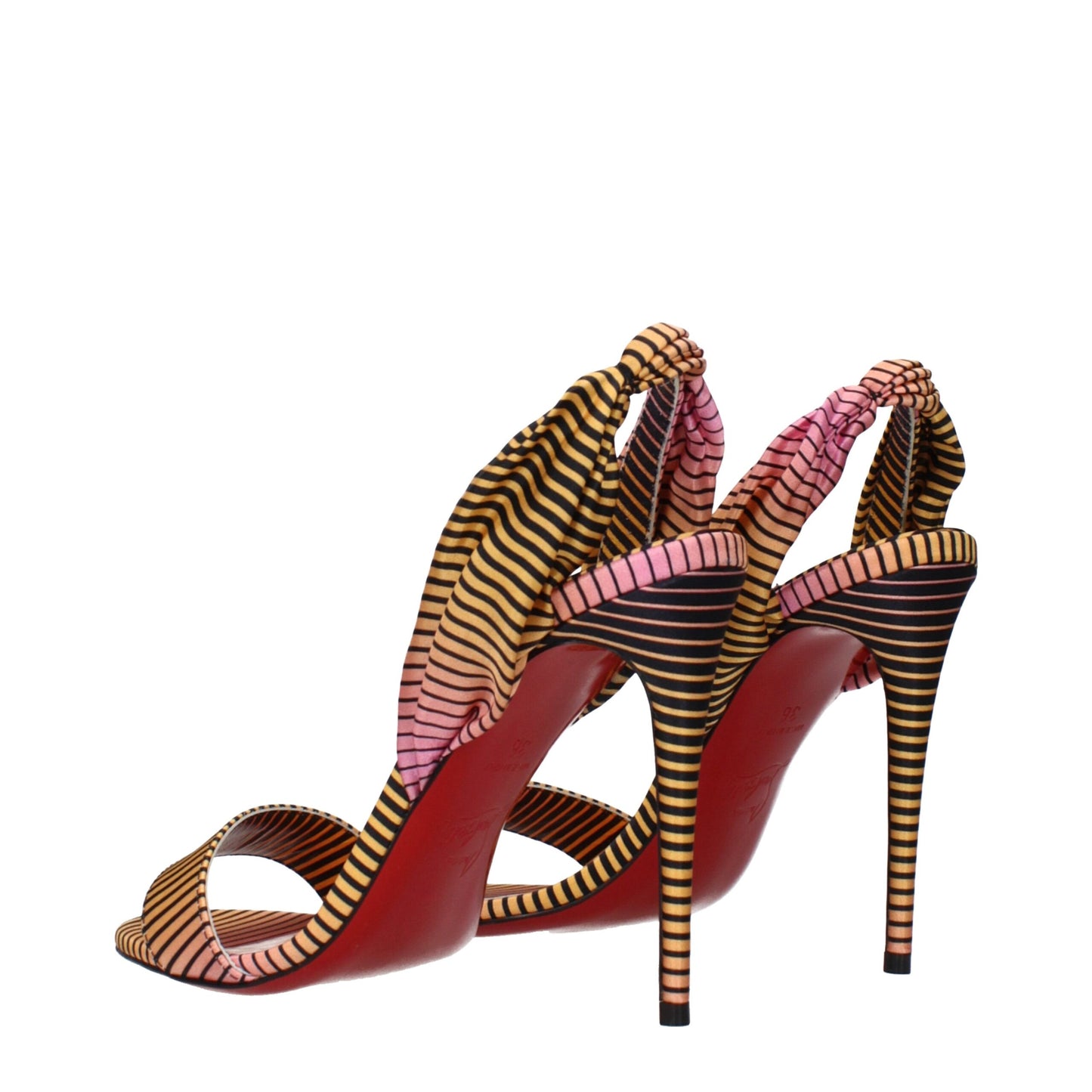 Multicolor Fabric Stiletto Heel Sandals