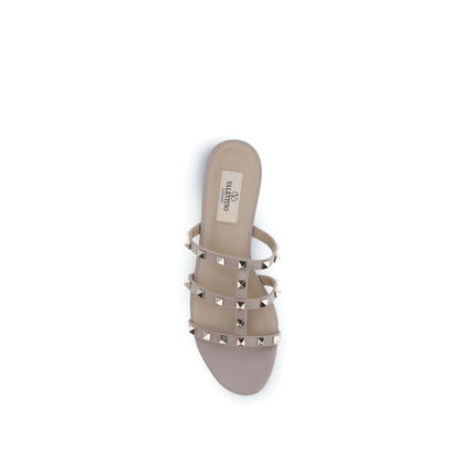 Beige Calf Leather Bos Taurus Flat Sandals
