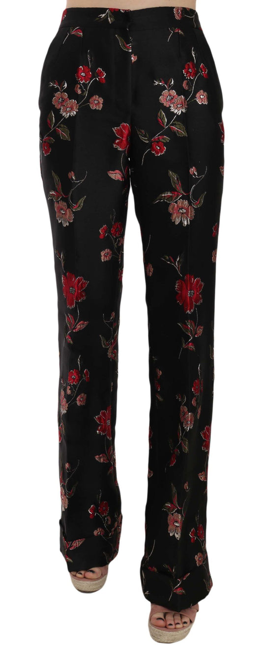 Elegant Floral Print Boot Cut Trousers