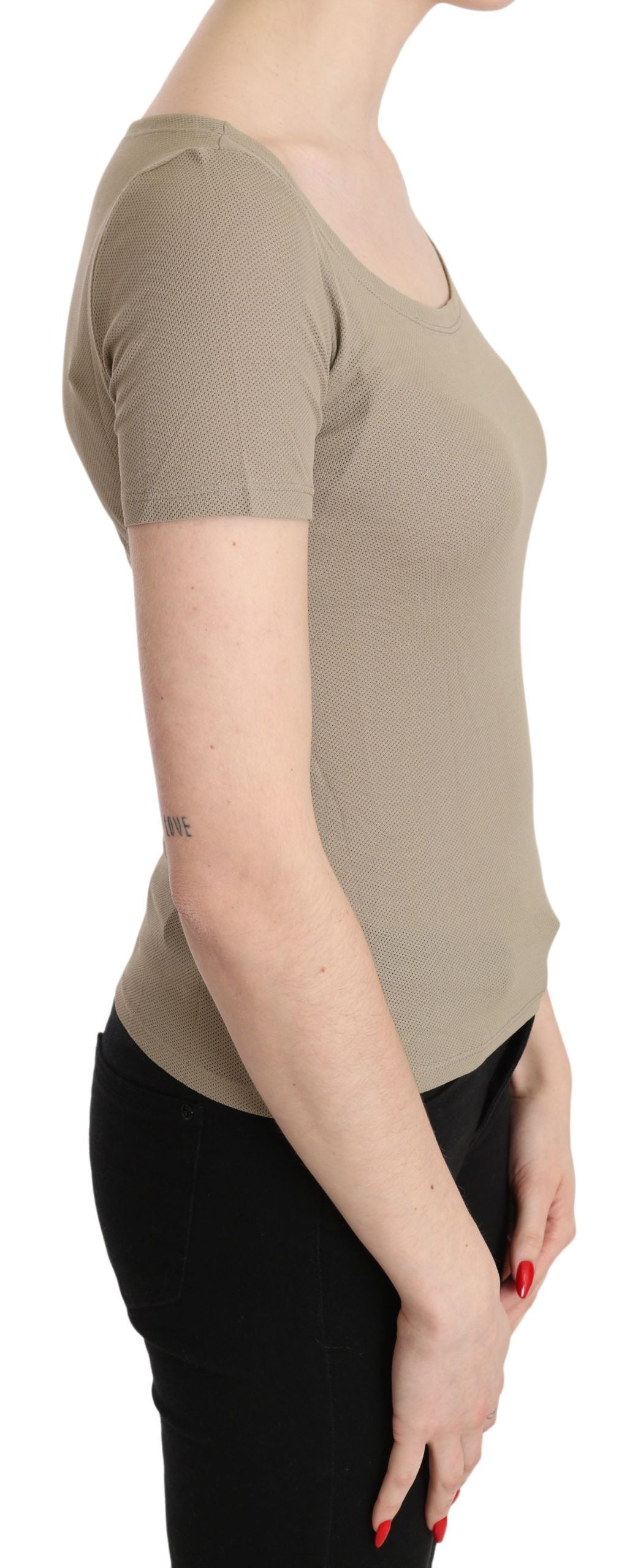 Chic Gray Nylon Tank Top with Designer Flair