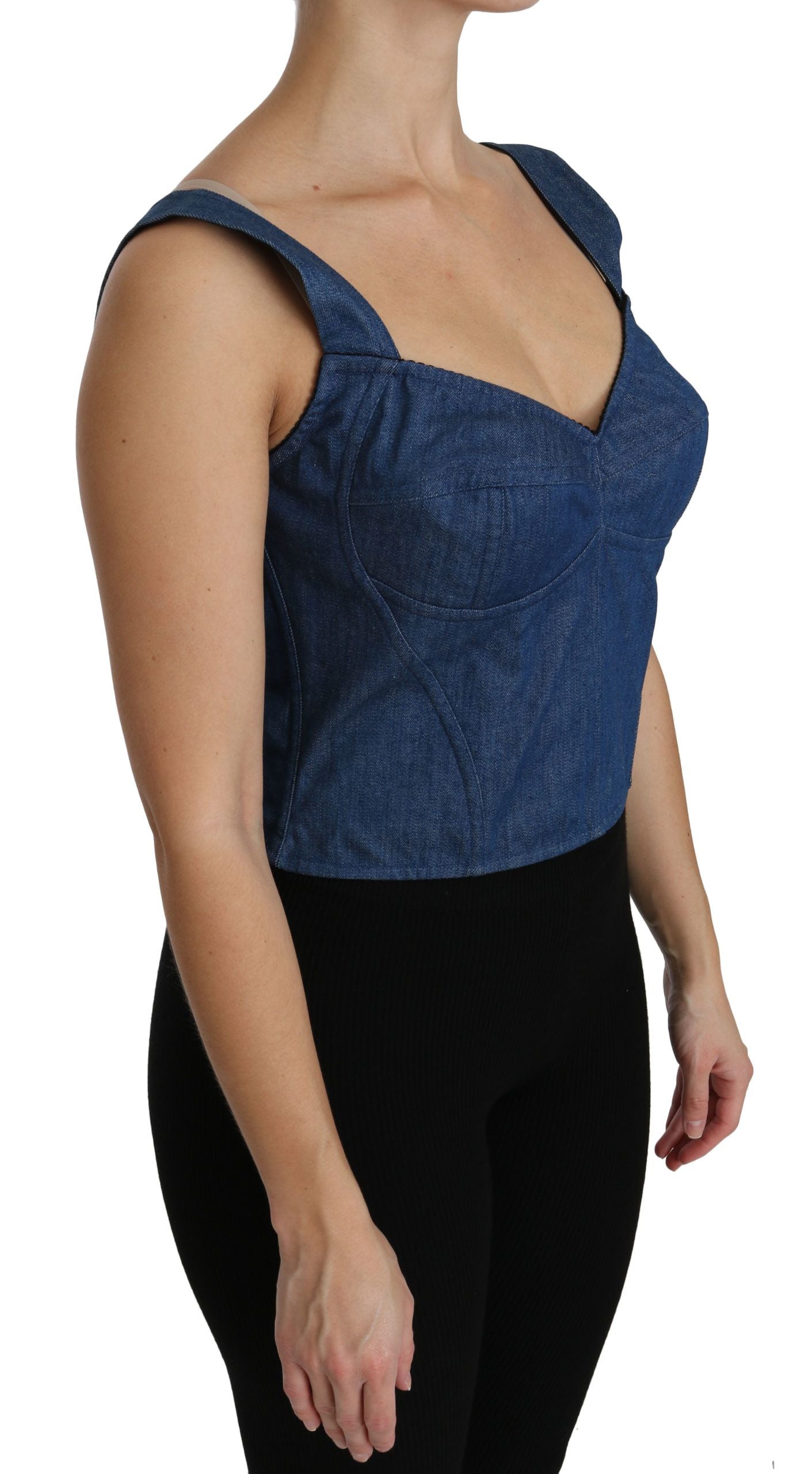 Elegant Sleeveless Bustier Top in Blue