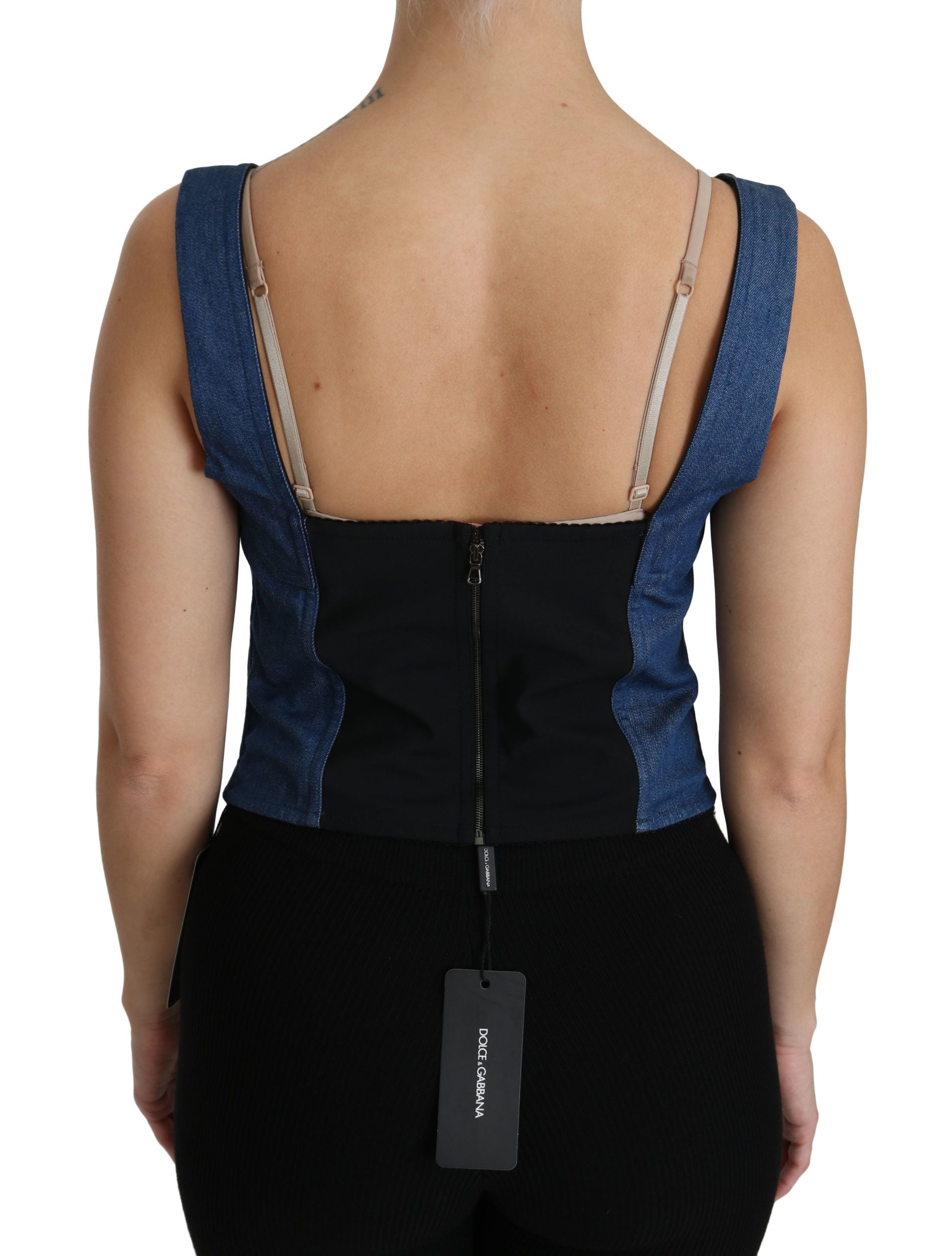 Elegant Sleeveless Bustier Top in Blue