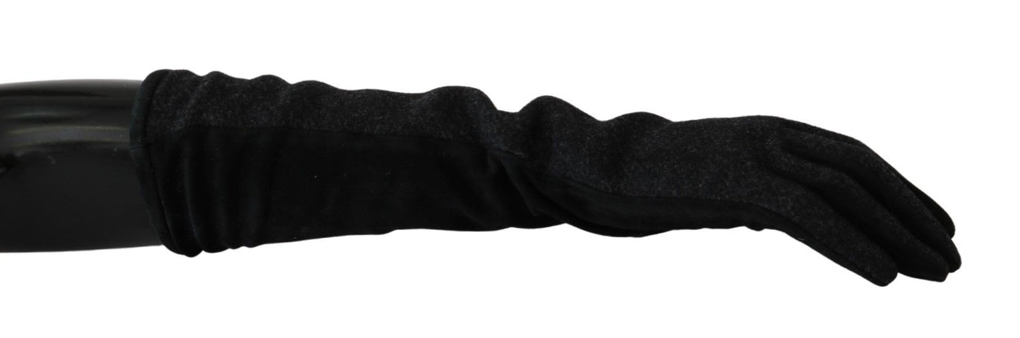 Elegant Mid-Length Wool Gloves in Black