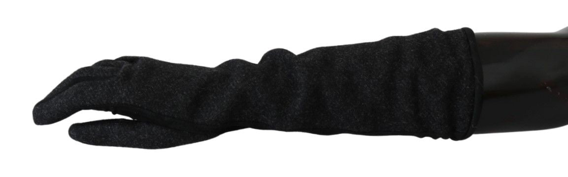 Elegant Mid-Length Wool Gloves in Black