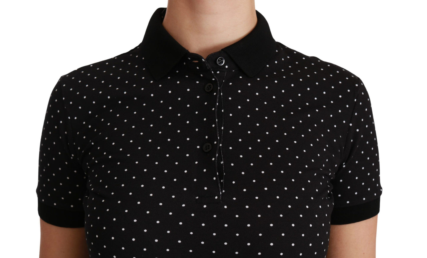 Elegant Black Dotted Polo Shirt