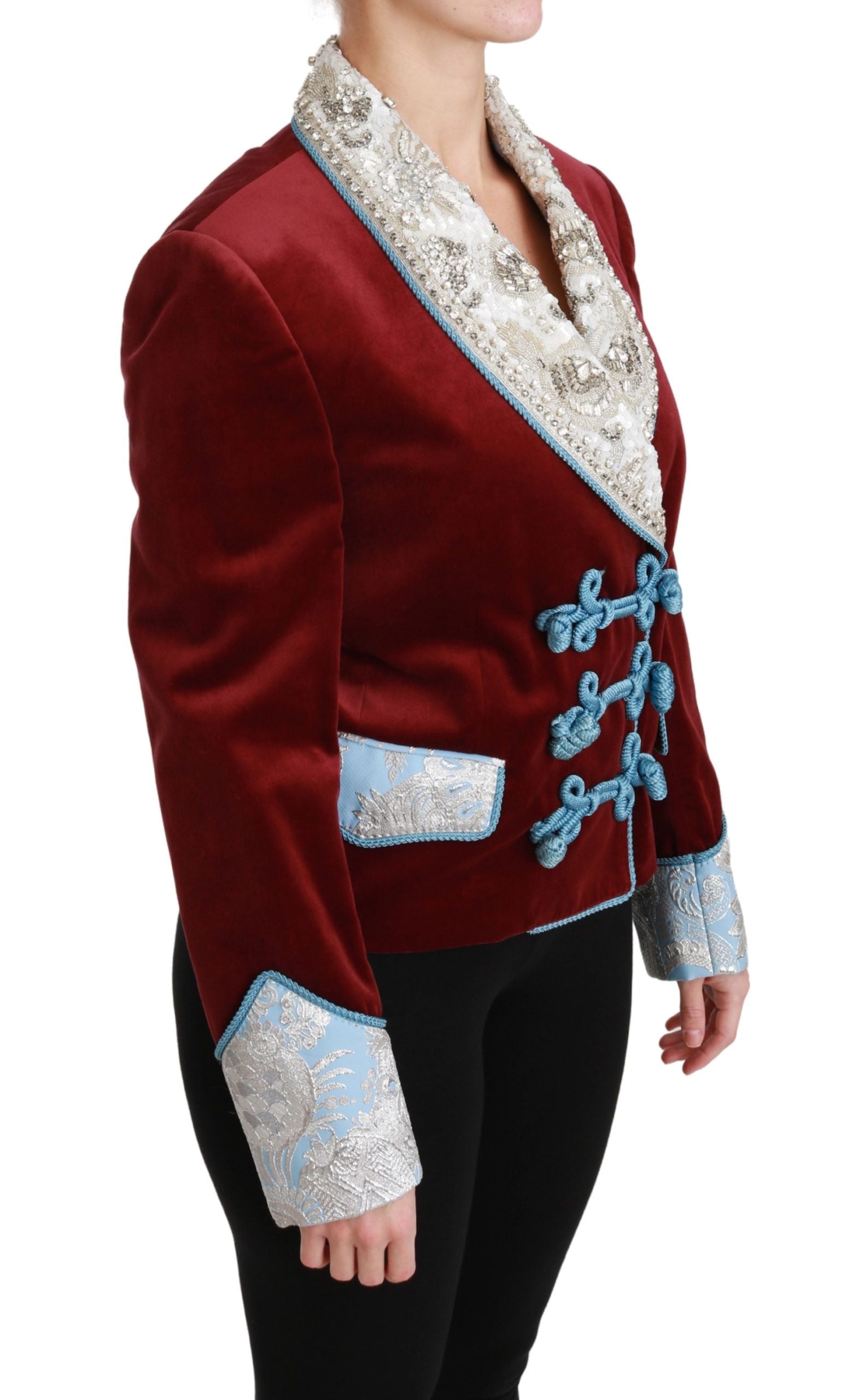 Opulent Red Baroque Detail Blazer