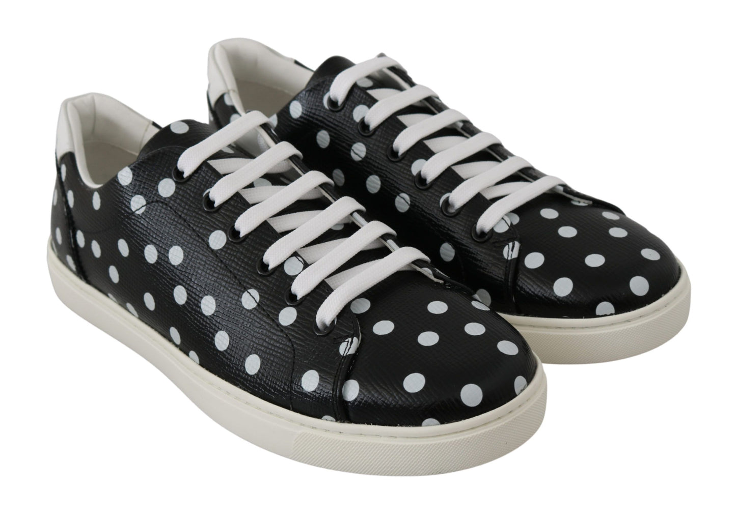 Black Polka Dotted Leather Sneakers