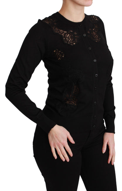 Elegant Cashmere Silk Blend Lace Cardigan