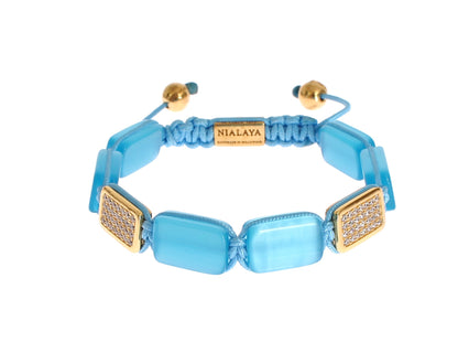 Elegant Blue Opal & Diamond-Studded Bracelet