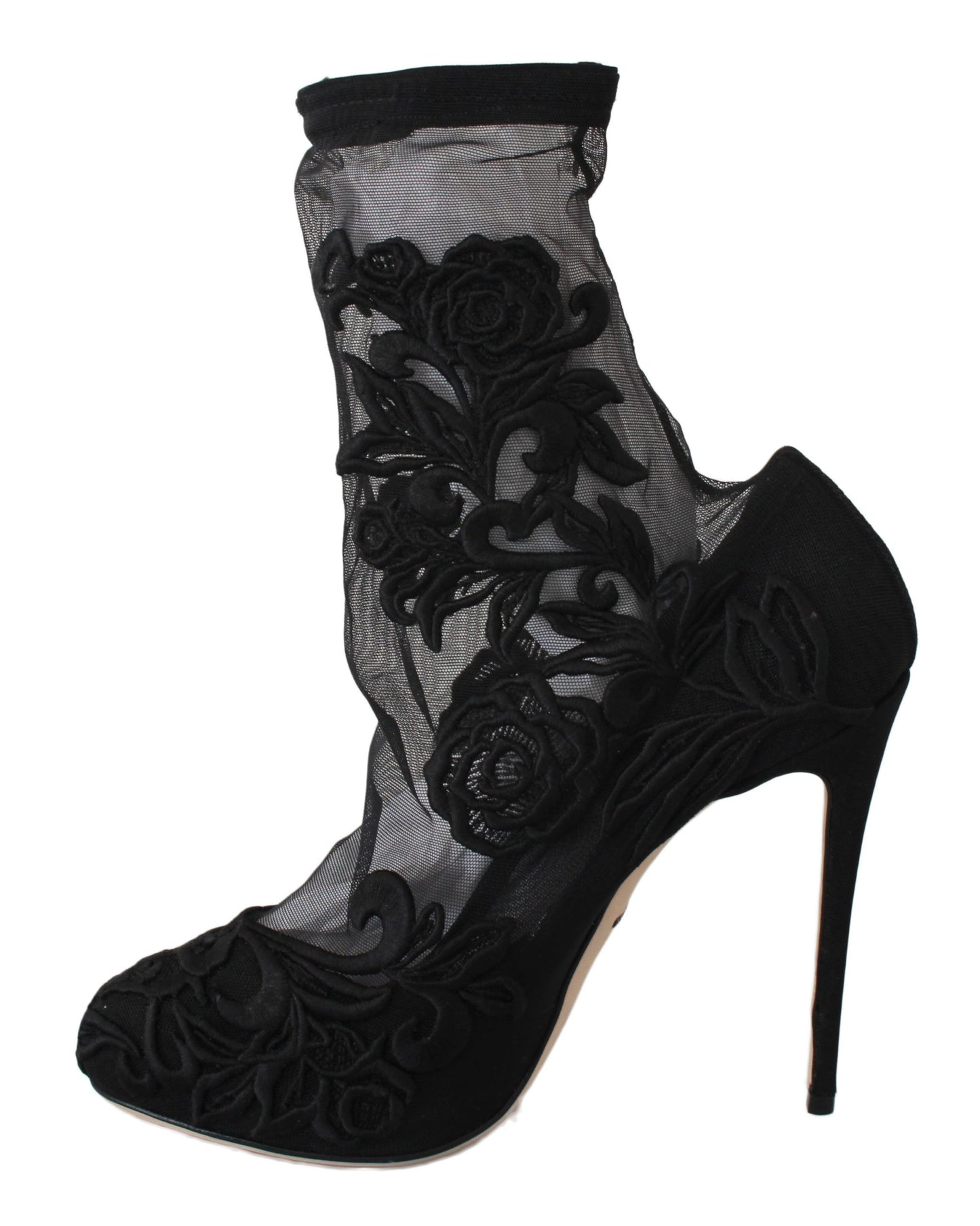 Embroidered Floral Stiletto Socks Booties