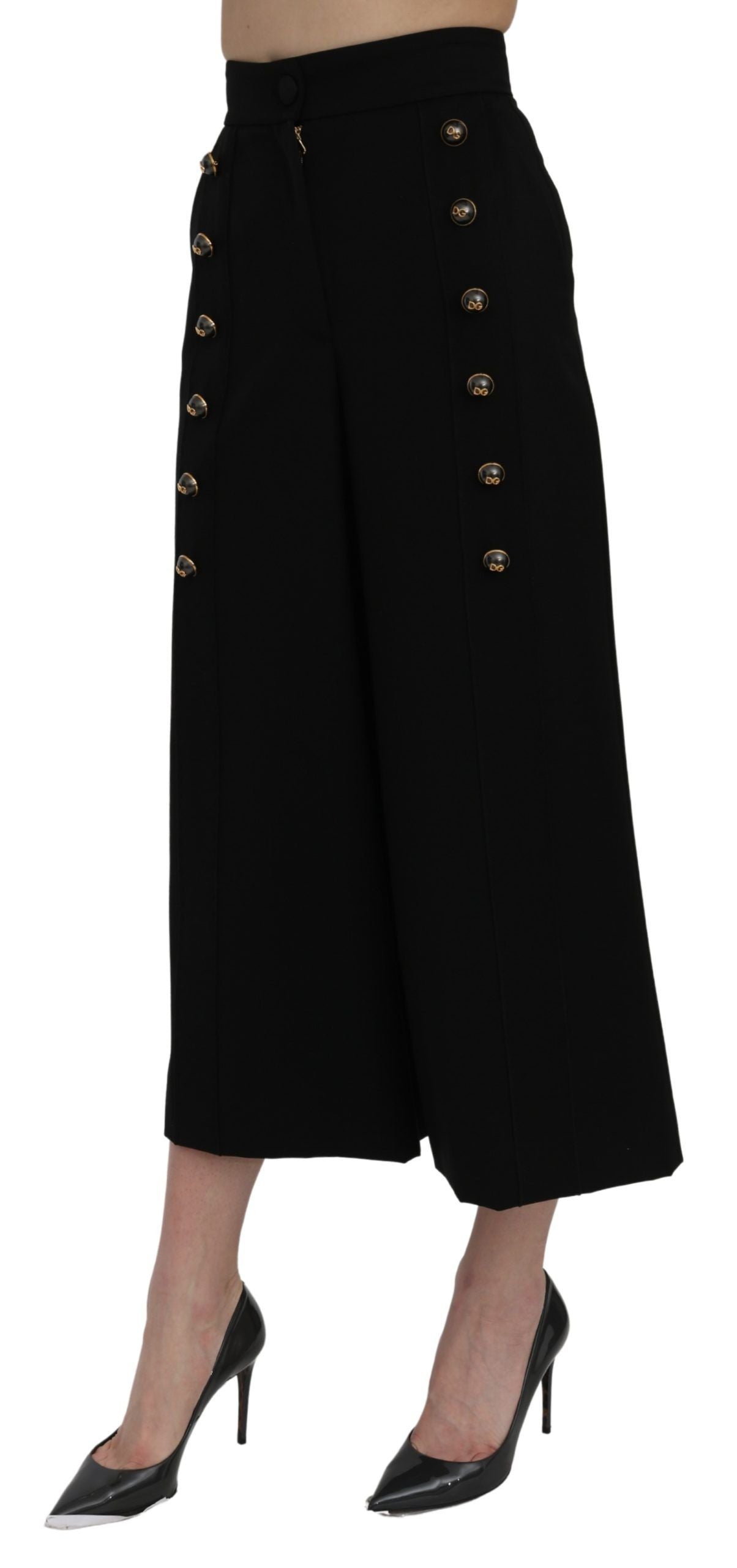 Elegant High Waist Wide Leg Wool Pants