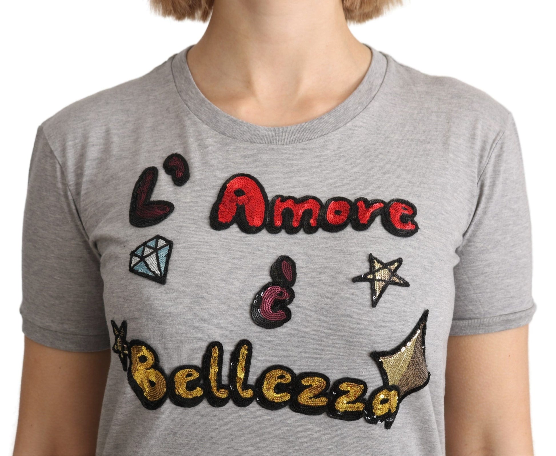 Sequined Motive Cotton Tee