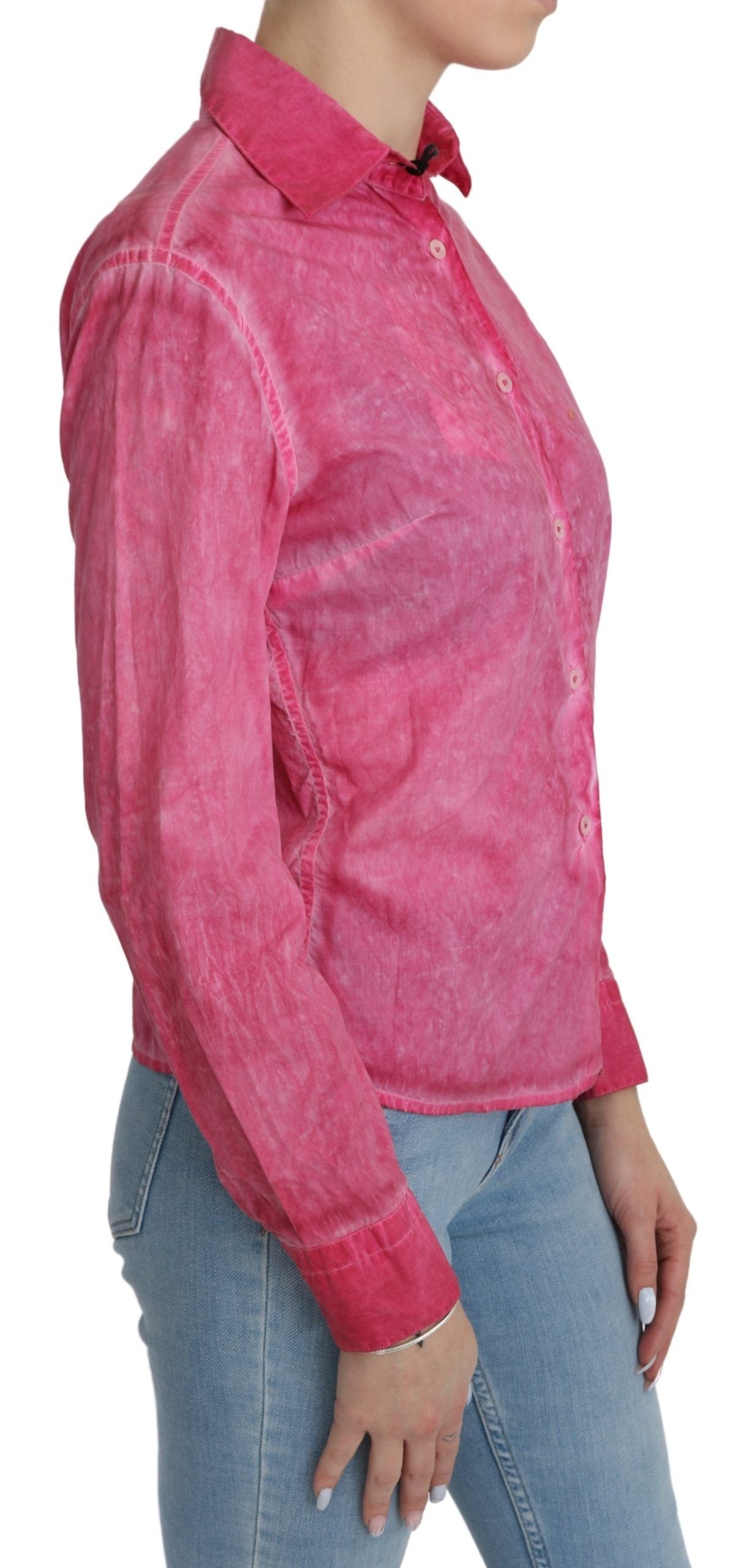 Chic Pink Cotton Polo Blouse by Ermanno Scervino