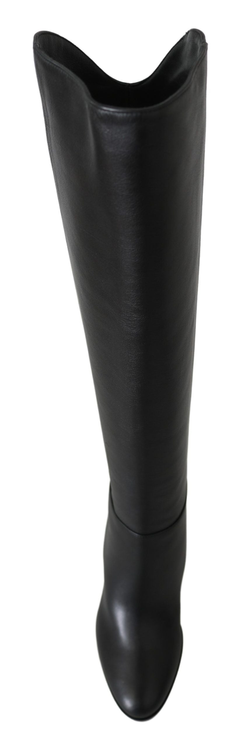 Elegant Black Calf Leather Heeled Boots