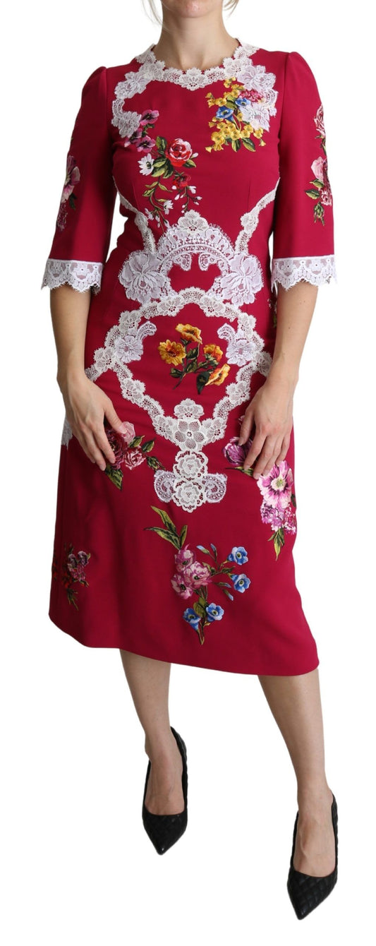 Floral Embroidered Sheath Midi Dress