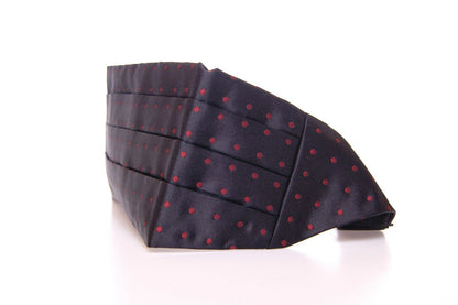 Elegant Silk Black Cummerbund with Red Polka Dots