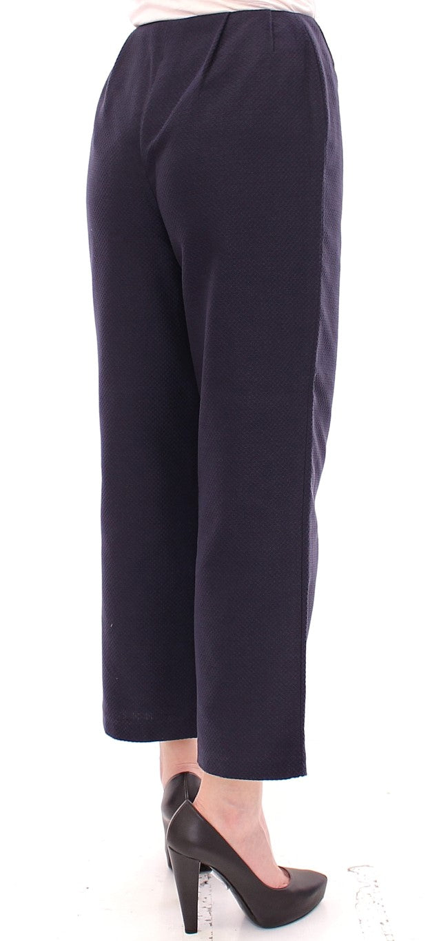 Chic Cropped Blue Pants - Exquisite Craftsmanship