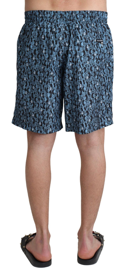 Chic Blue Drawstring Swim Trunks