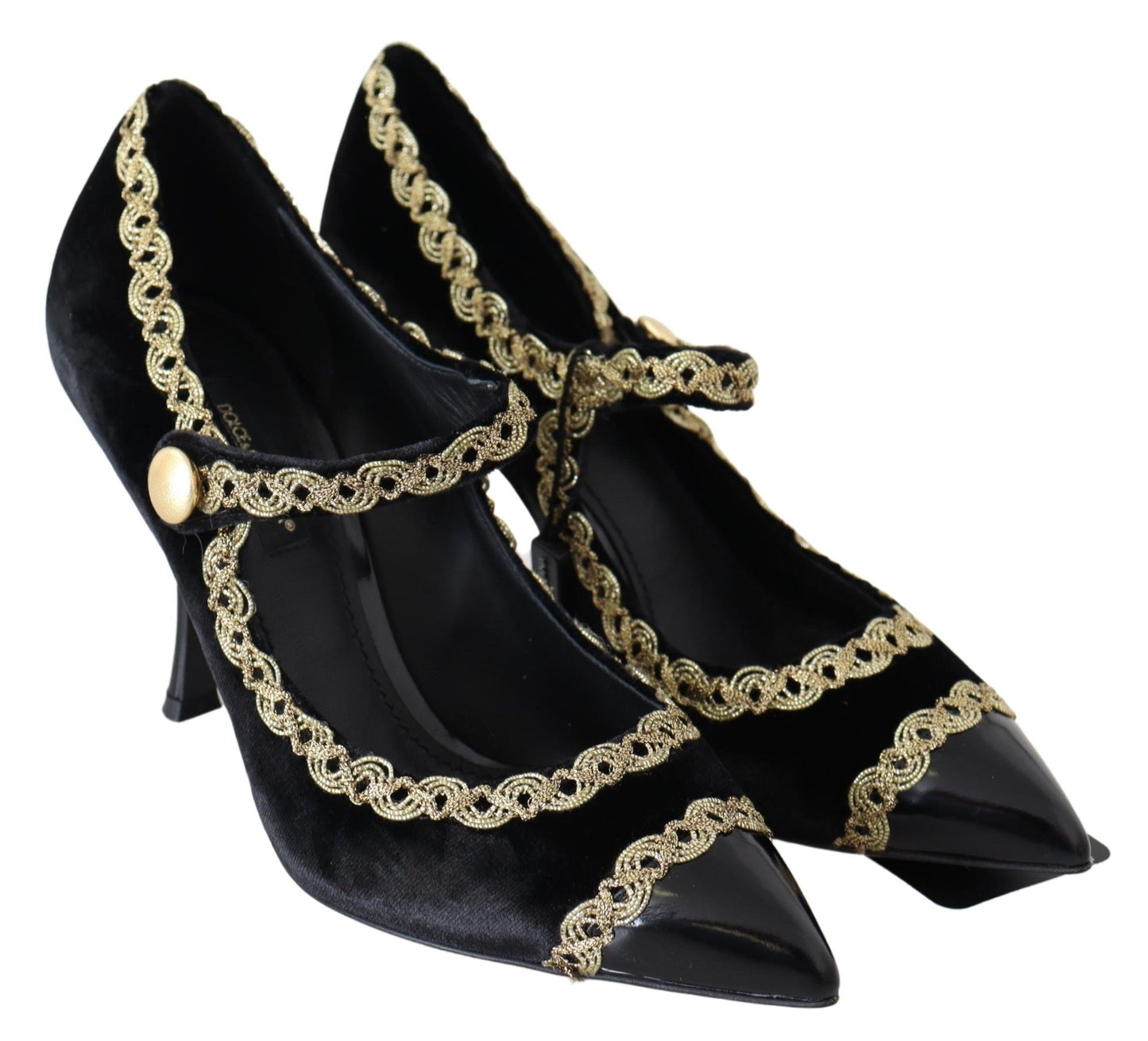 Elegant Velvet Patent Embroidered Pumps