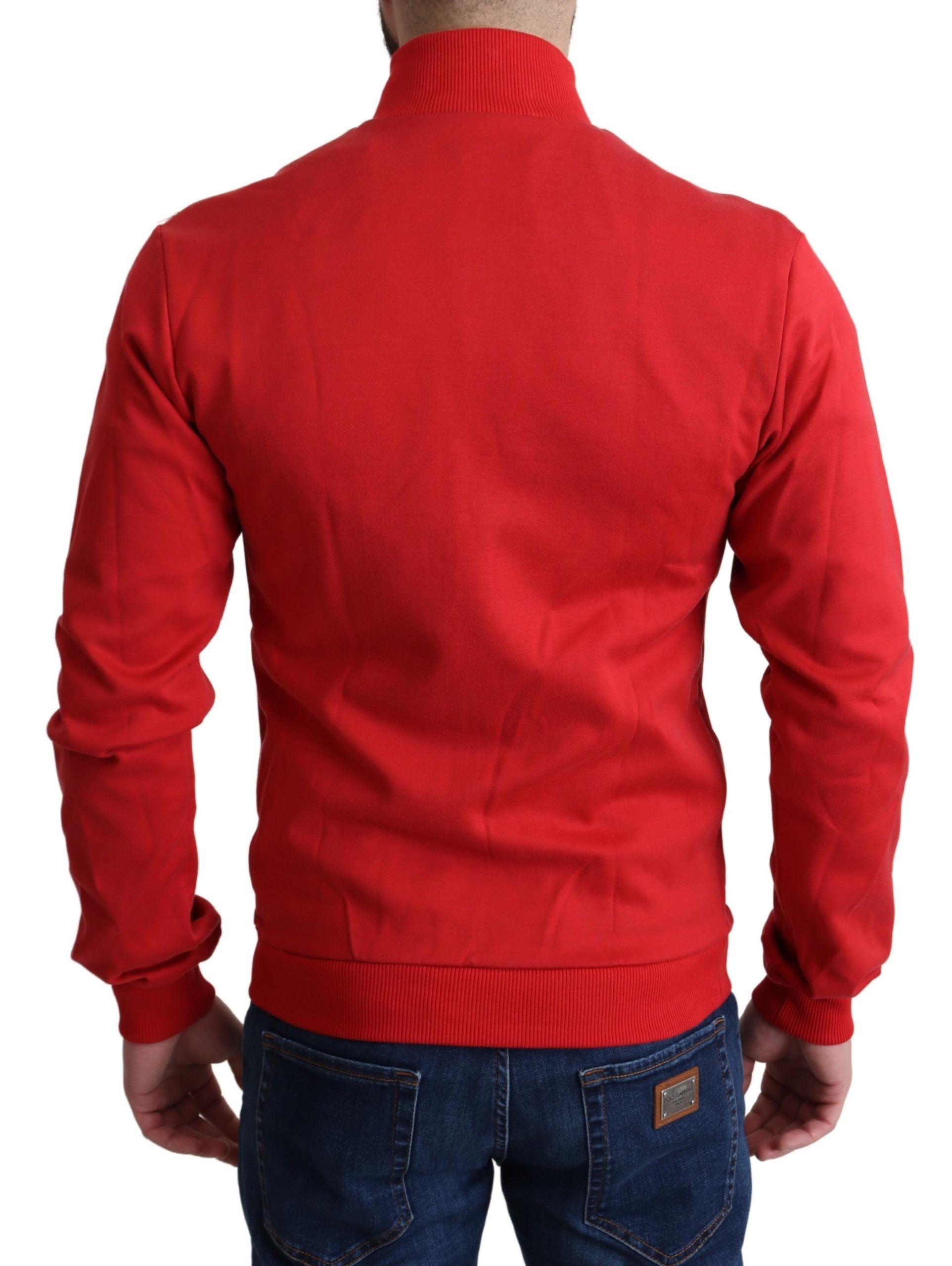 Chic Red Turtle Neck Zip Cardigan Sweater