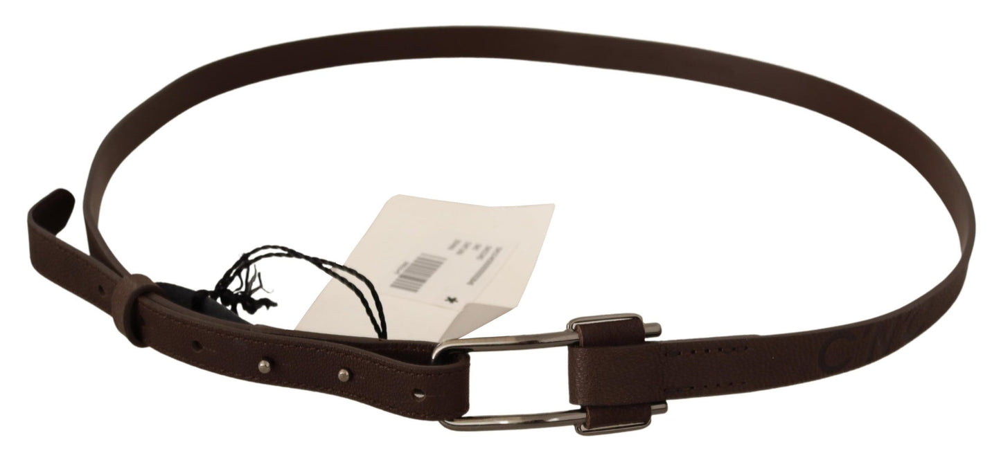 Elegant Brown Fashion Belt with Silver-Tone Buckle