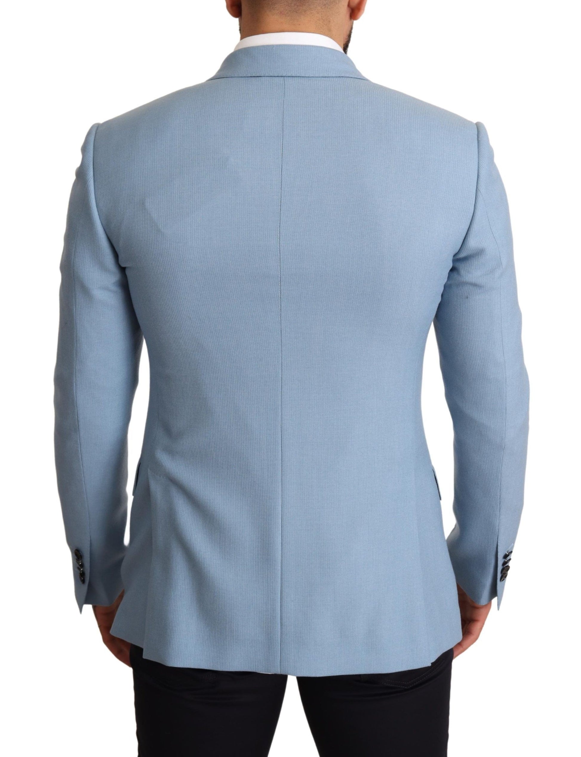 Elegant Blue Cashmere-Silk Men's Blazer