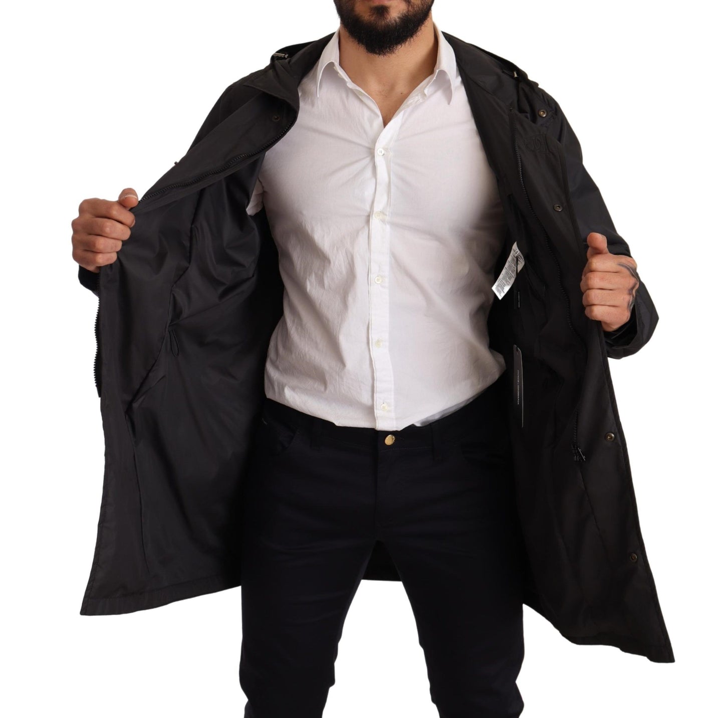 Elegant Black Hooded Blouson Jacket