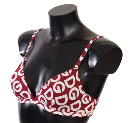 Red Cotton Logo Printed Designer Bra